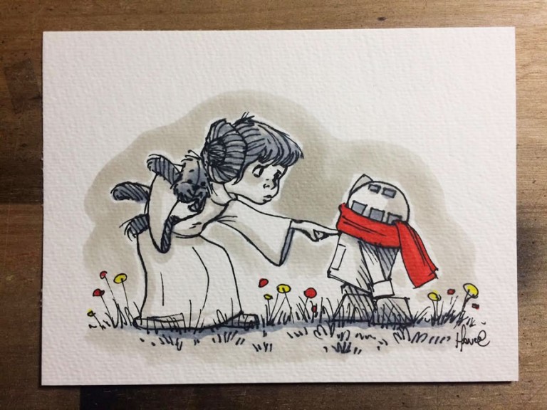 Peinture : Mix entre Stars Wars et Winnie l’Ourson par James Hance