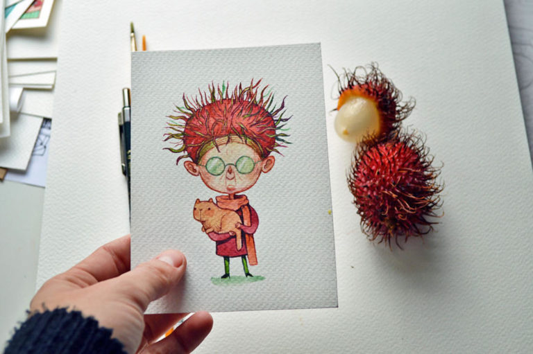 [Peinture] Des petites fées en aquarelle en forme de Fruits