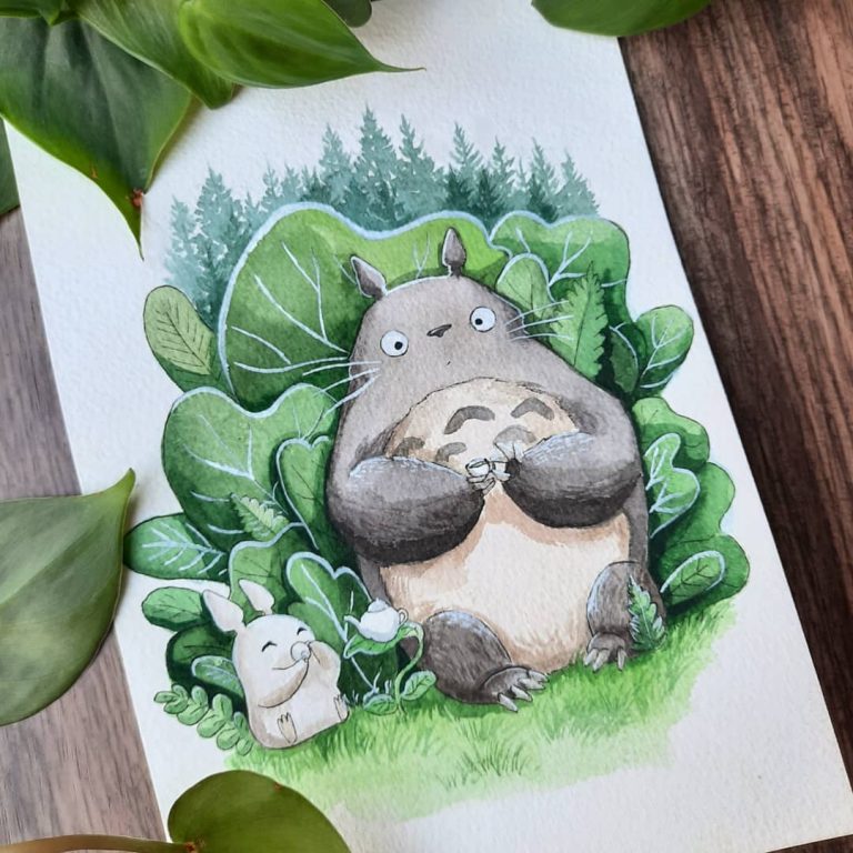 Des superbes peintures illustrant des personnages du Studio Ghibli